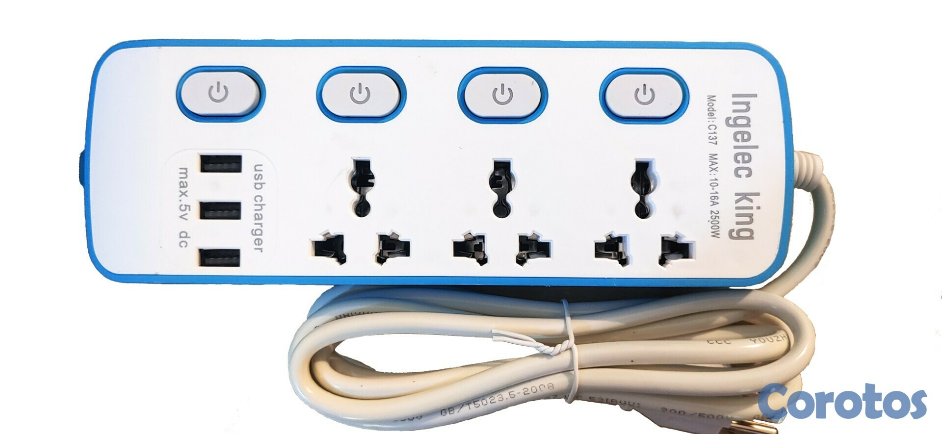 electrodomesticos - Extensor de enchufe / Regleta con puertos USB 5