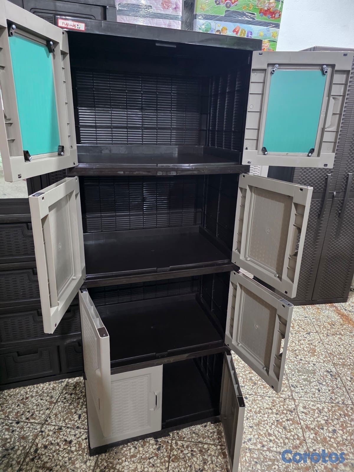 muebles y colchones - Estante multiusos, platico, 4 compartimientos 1