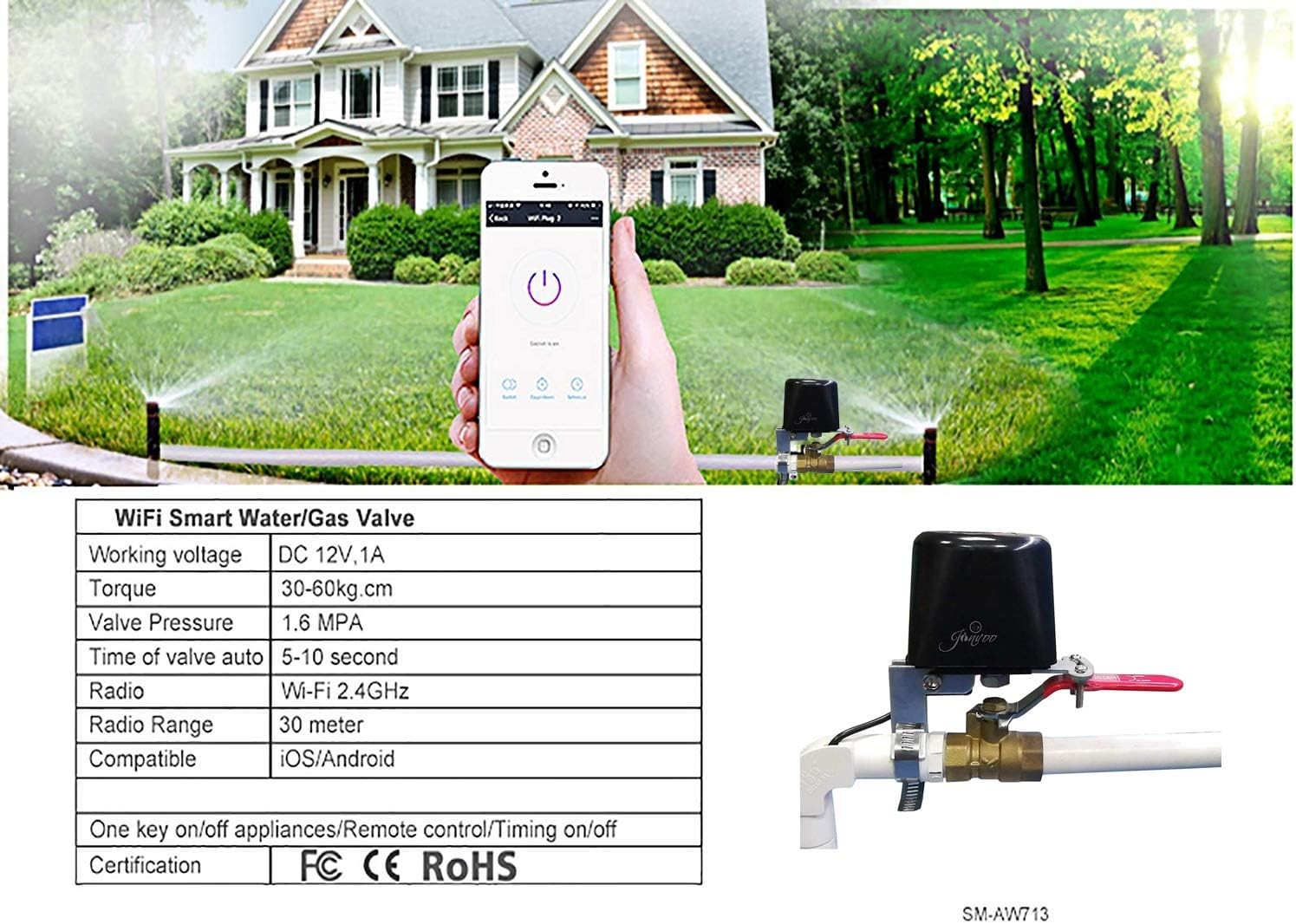 herramientas, jardines y exterior - Válvula de agua WiFi inteligente 4