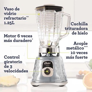 electrodomesticos - Licuadora clásica Oster cromada con perilla ergonómica de 3 velocidades 700watts 0