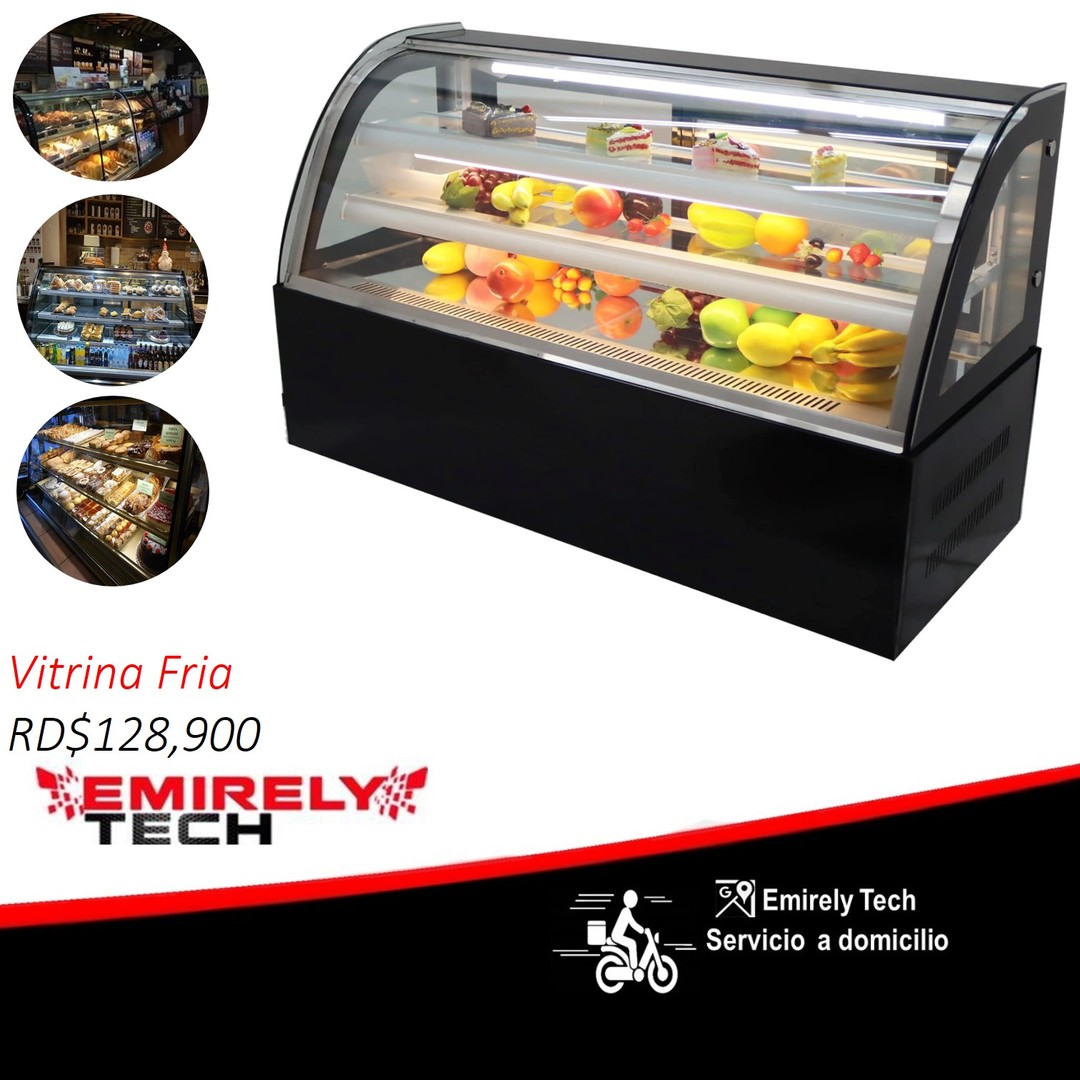equipos profesionales - Vitrina exhibidora fria mostrador nevera refrigerador para postre alimento frios 0