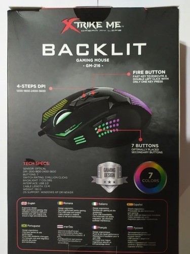 computadoras y laptops - MOUSE GAMING 3600 DPI C/ PALMA XTRIKE ME GM 216