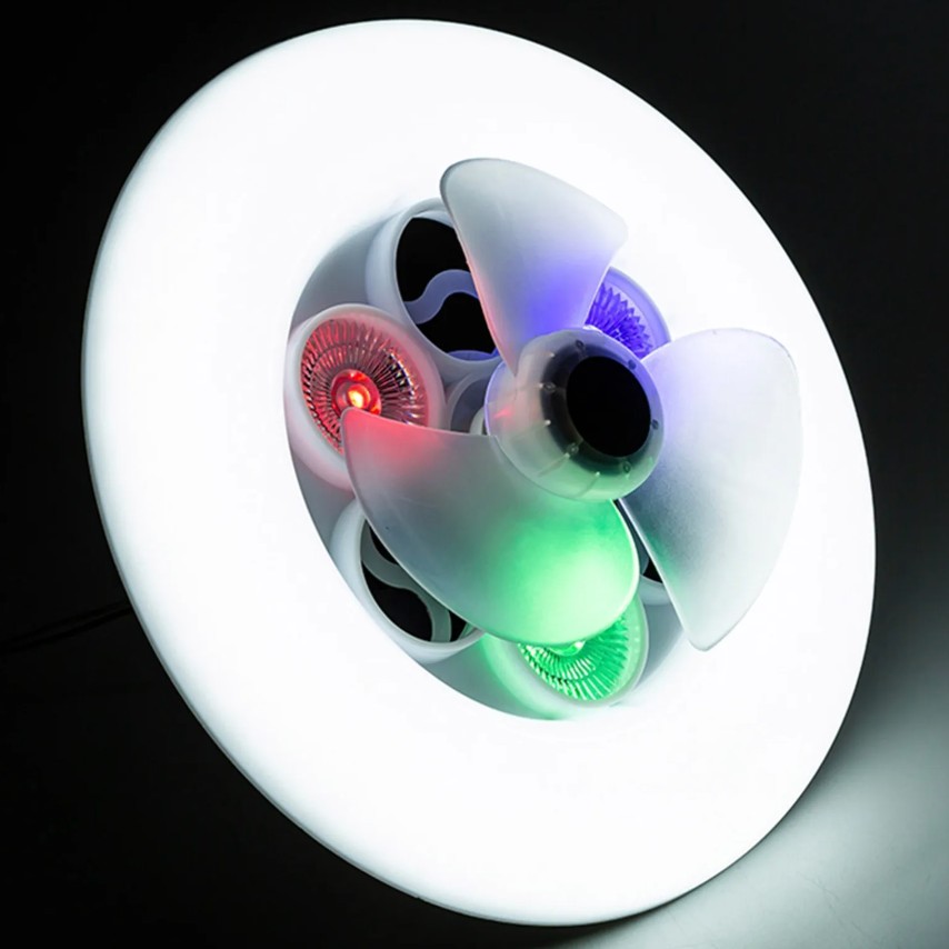 electrodomesticos - Ventilador de techo con luces, ventilador LED de 60W, luz RGB, regulable.