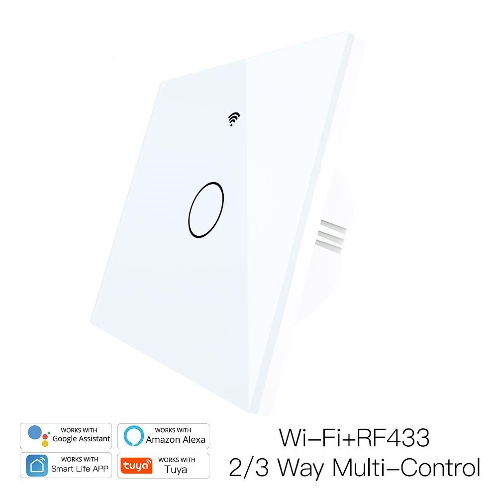 accesorios para electronica - Interruptor tactil WIFI 1 conector, conecta con Alexa y Google Home no usa neutr