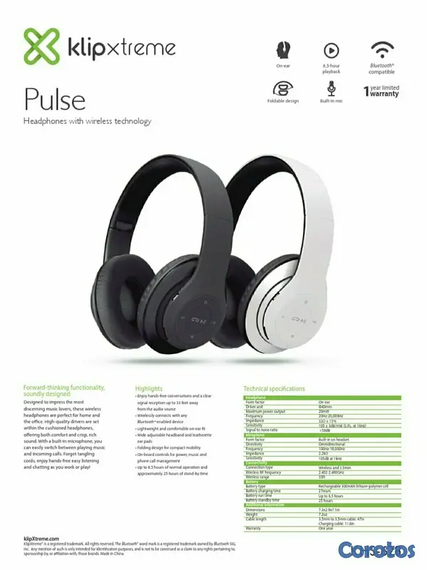 camaras y audio - AUDIFONO CON MICROFONO KLIPX -PROFESIONALES  PULSE, BLUETTOTH - STEREO,  1