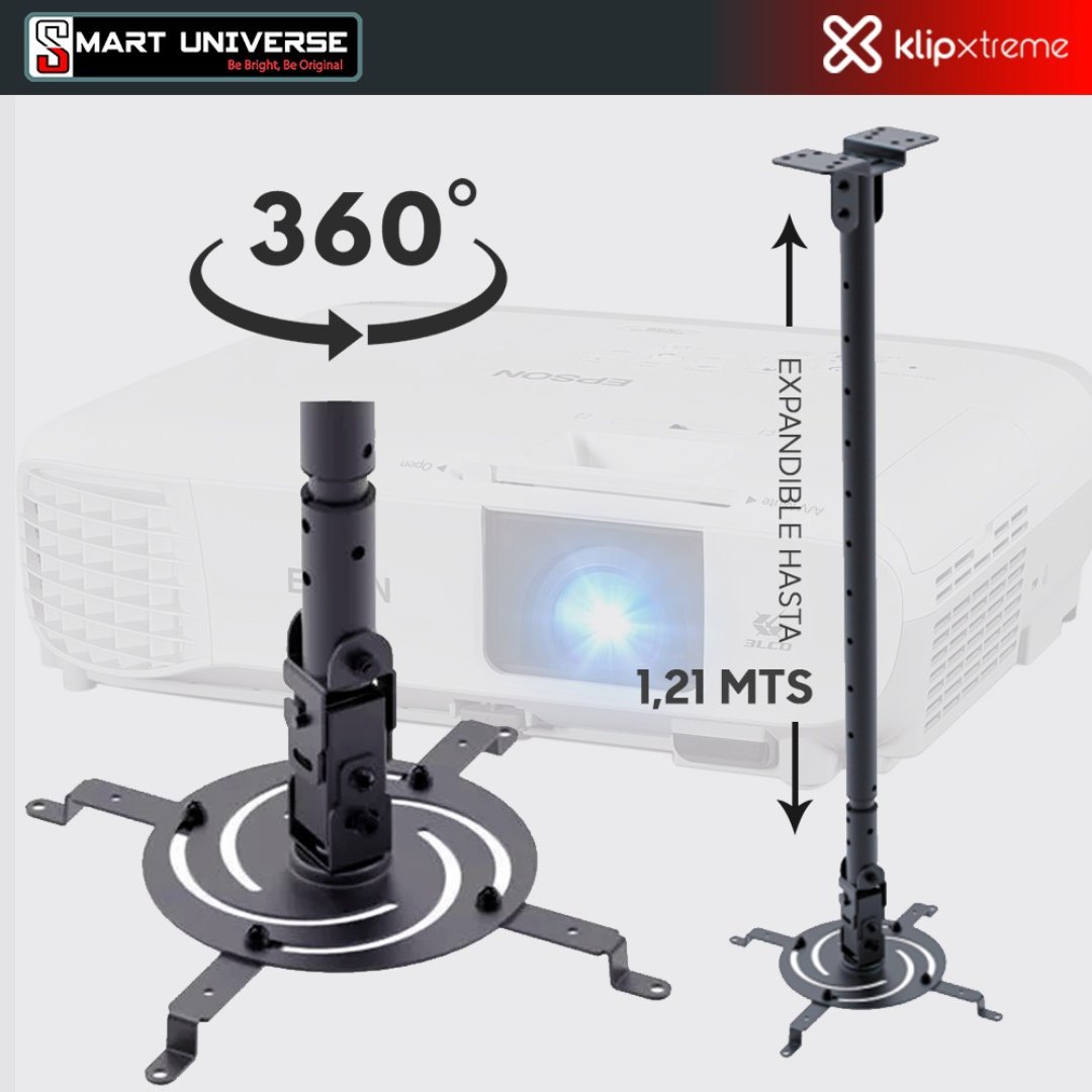 computadoras y laptops - SOPORTE PARA PROYECTOR KLIPX NEGRA DE TECHO DESDE 850MM HASTA 1215MM, 