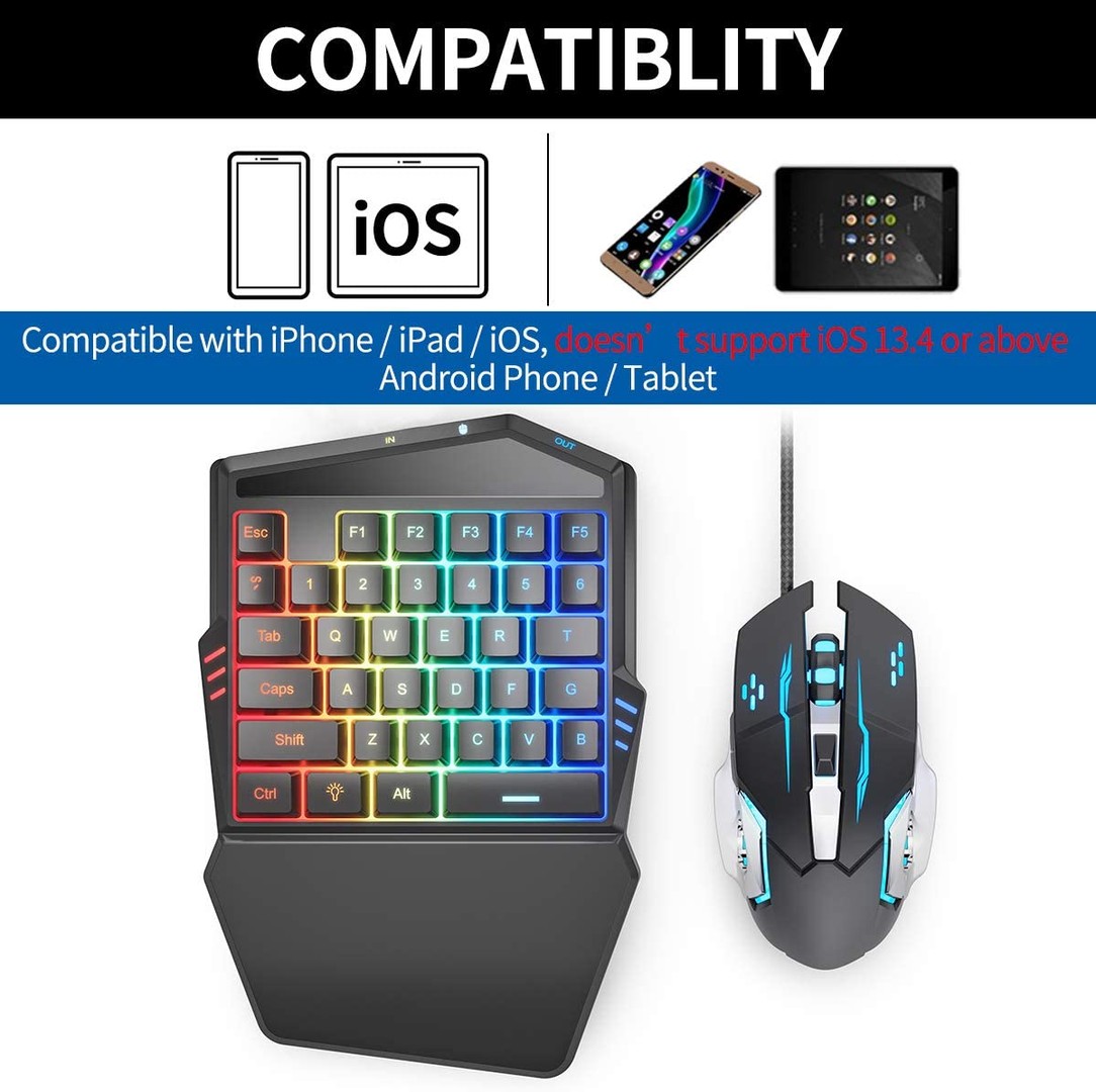 accesorios para electronica - Kit mouse y teclado Gamer para Celular iPhone/iPad android tablet gaming 7