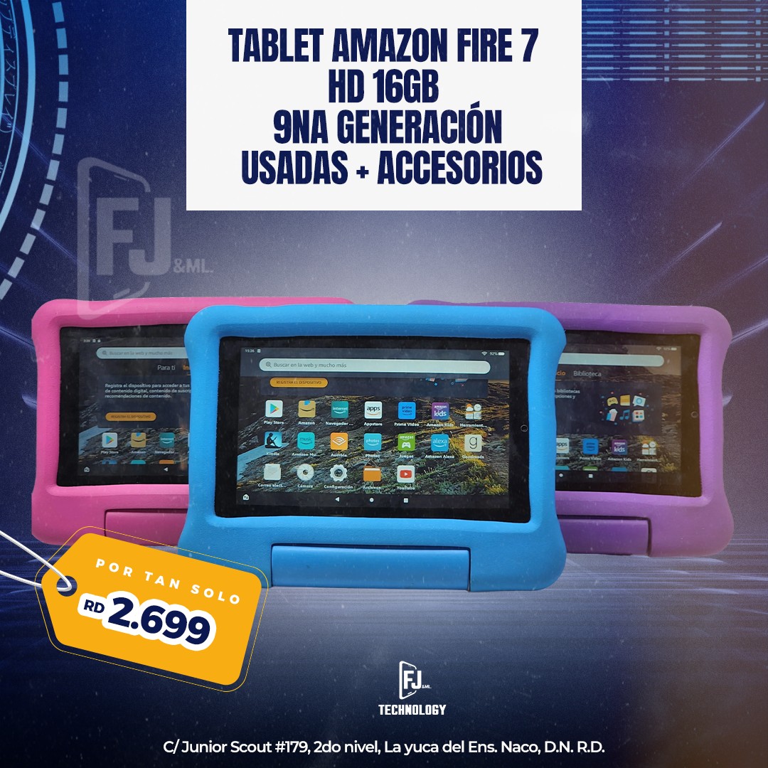 celulares y tabletas - ESPECIAL TABLET AMAZON FIRE 7 HD 16GB CON PLAY STORE + COVER Y PROTECTOR GRATIS
 0