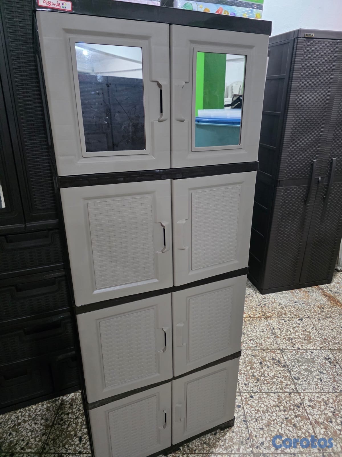 muebles y colchones - Estante multiusos, platico, 4 compartimientos 4