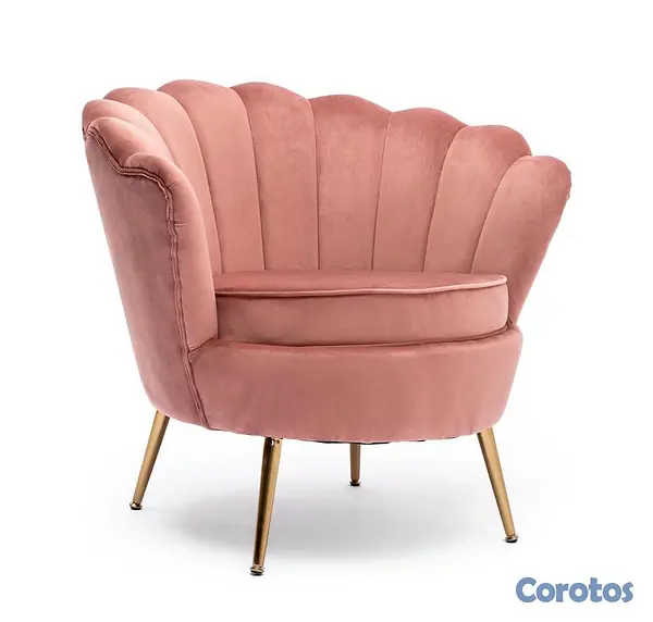 muebles y colchones - Hermosa y Elegante Butaca Rosada de terciopelo 5