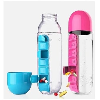 salud y belleza - Termo botella de agua + pastillero 2 en 1. 600ml