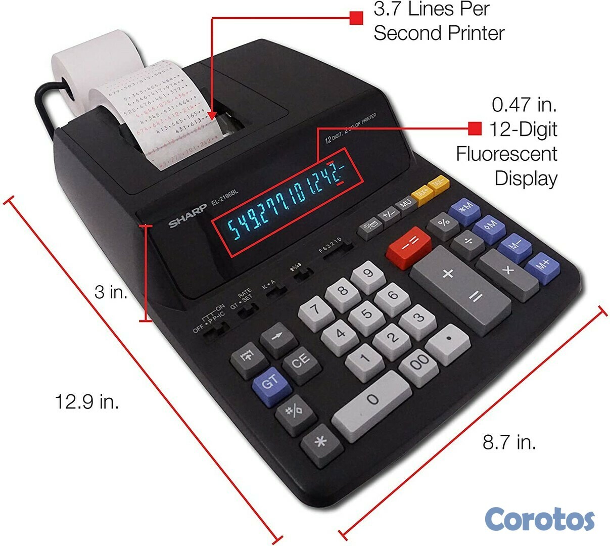 impresoras y scanners - CALCULADORA SHARP 12 DIGITOS CON PAPEL ,PROFESIONAL 2
