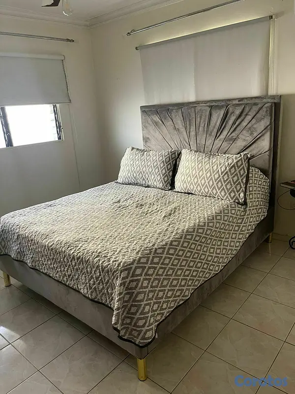 muebles y colchones - Cama Tapizada Gris + Colchón Incluido (FULL) 1