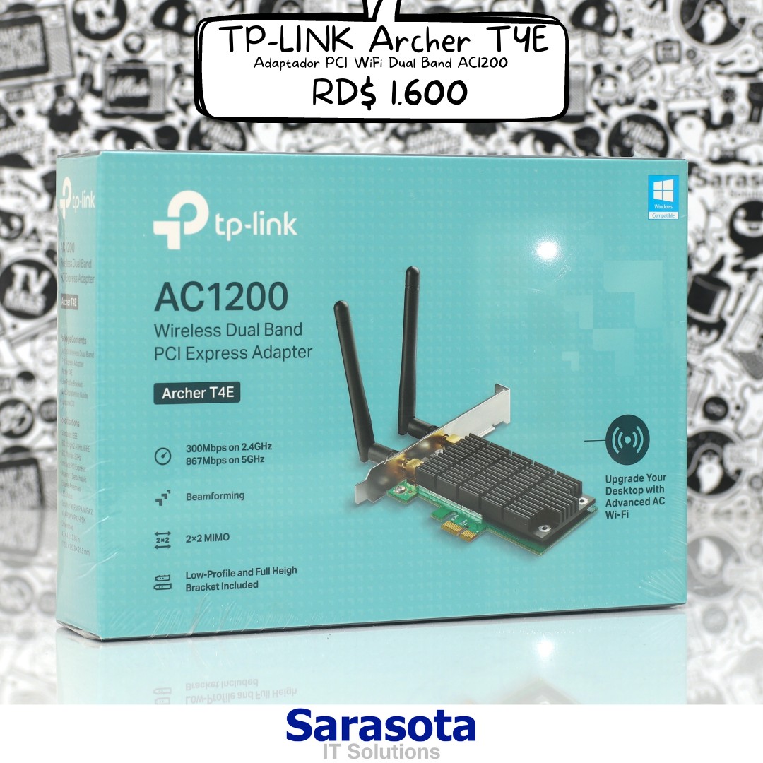otros electronicos - Adaptador PCI Wifi 5G TP-Link con antena de 5dbi AC1200 Archer T4E Sarasota