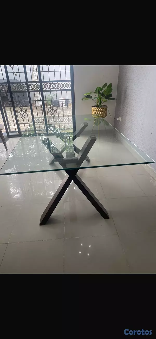muebles y colchones - Mesa tope de cristal  2
