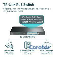 computadoras y laptops - SWITCH 18 PUERTOS TP-LINK   18 PUERTOS Y 16 POE+ 4