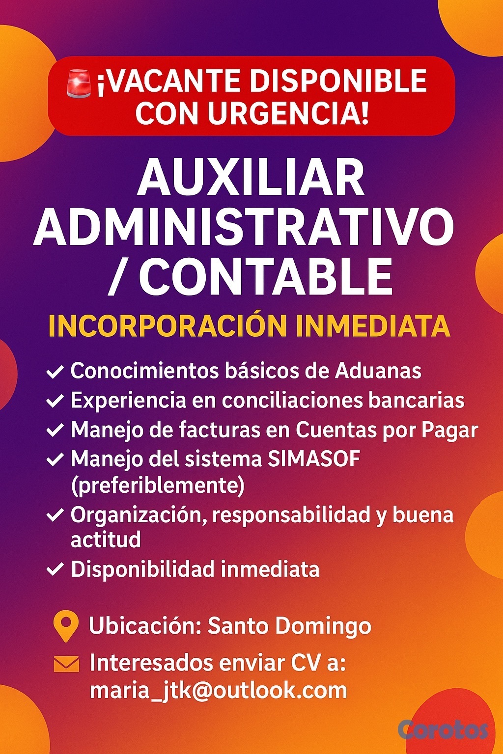 empleos disponibles - Auxiliar de Contabilidad 
