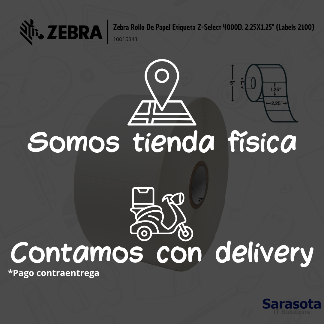 accesorios para electronica - Zebra Rollo De Papel Etiqueta 4000D, 2.25x1.25 2