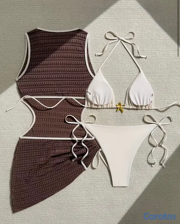 ropa para mujer - Conjunto de bikini de tres piezas para mujer, esti 2