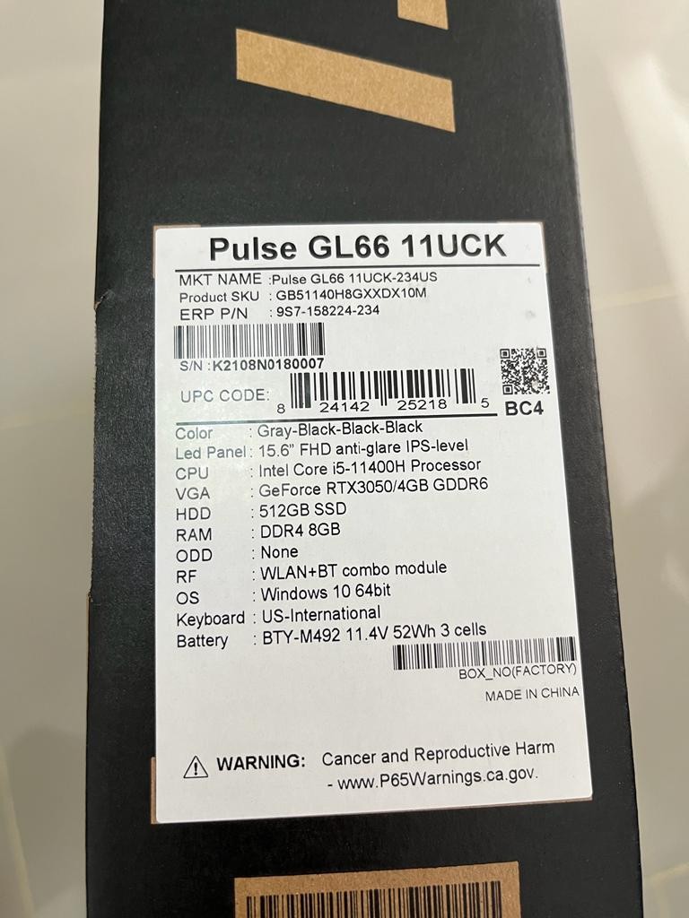 computadoras y laptops - MSI Pulse GL66 11UCK Sellada 2