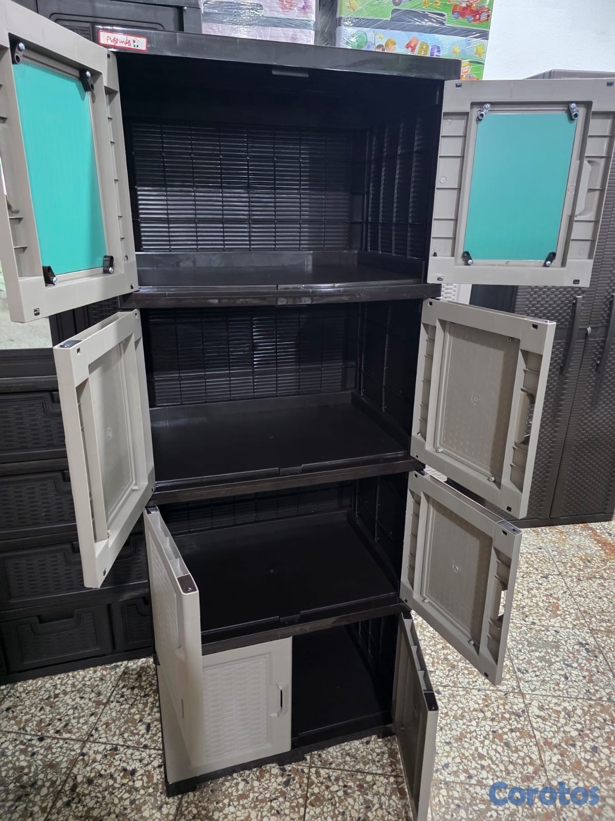 muebles y colchones - Estante multiusos, platico, 4 compartimientos 5