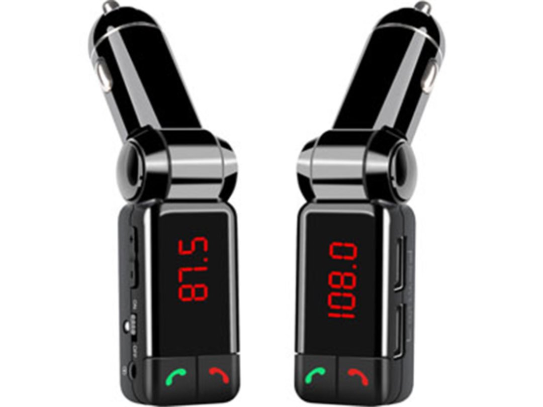 computadoras y laptops - TRANSMISOR FM PARA CARRO BLUETOOTH AGILER, 2 PUERTOS USB - CONTROL PARA LLAMADAS