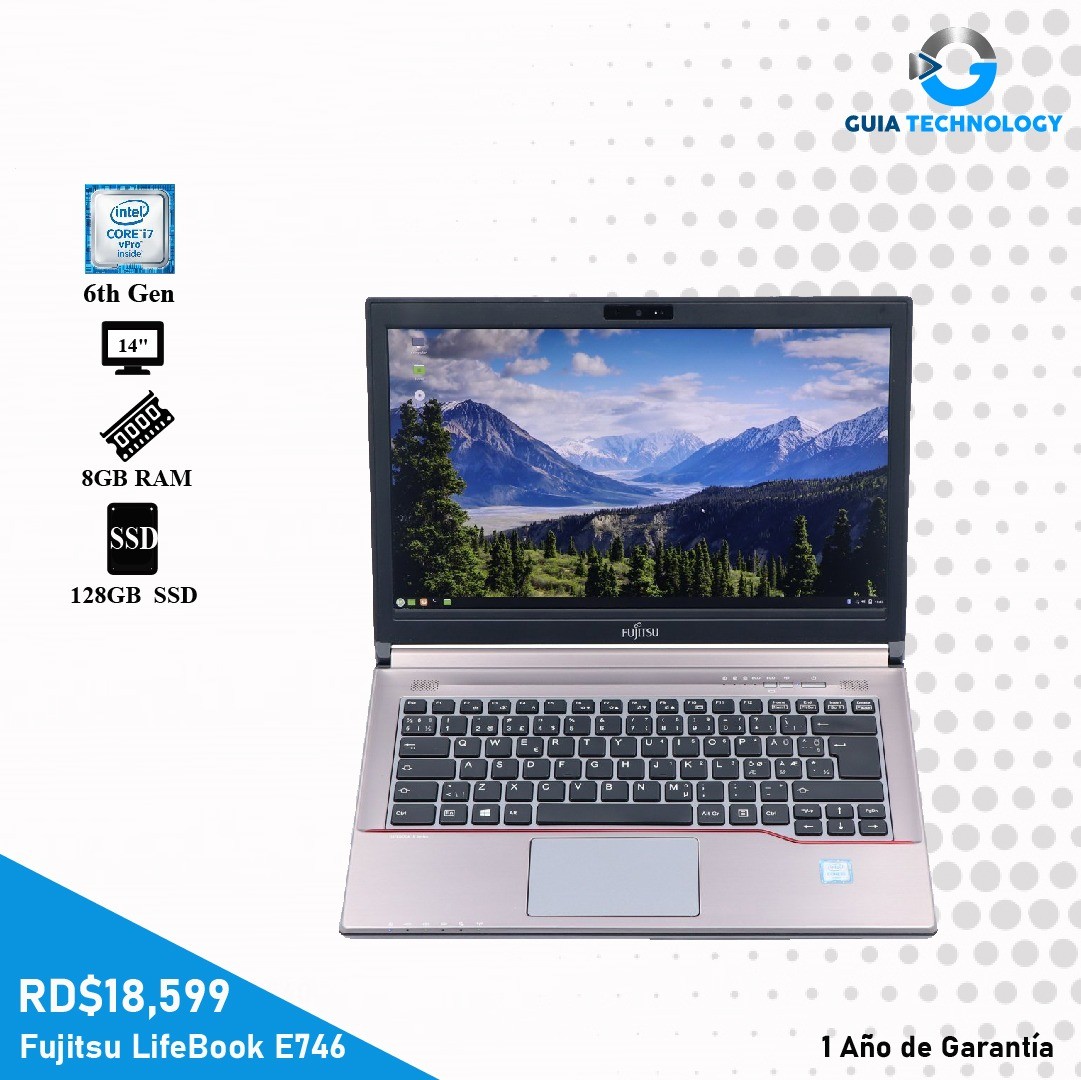 Laptop Fujitsu LifeBook E746  Core i7-128GB SSD 8GB RAM (Incluye Mouse, Mochila)