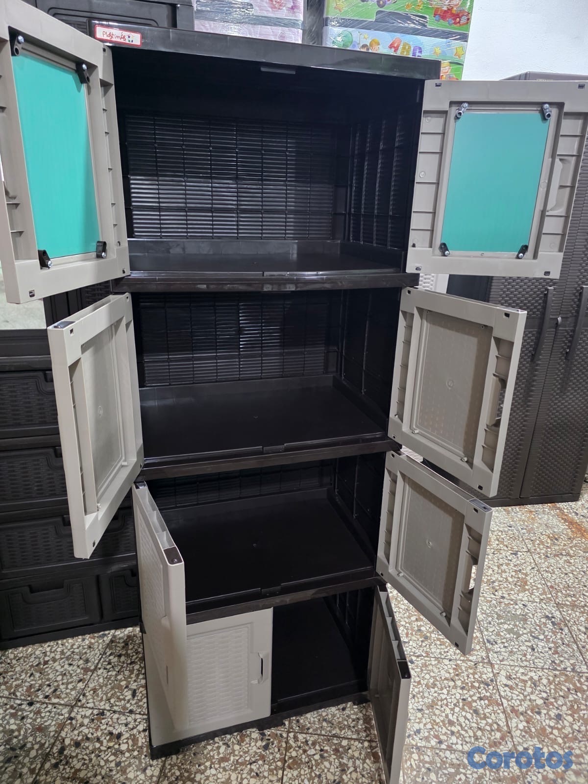 muebles y colchones - Estante multiusos, platico, 4 compartimientos 6
