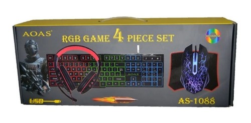 accesorios para electronica - Kit de Gamer Juego Combo Teclado + Mouse + Audifonos + Mouse pad gaming 1