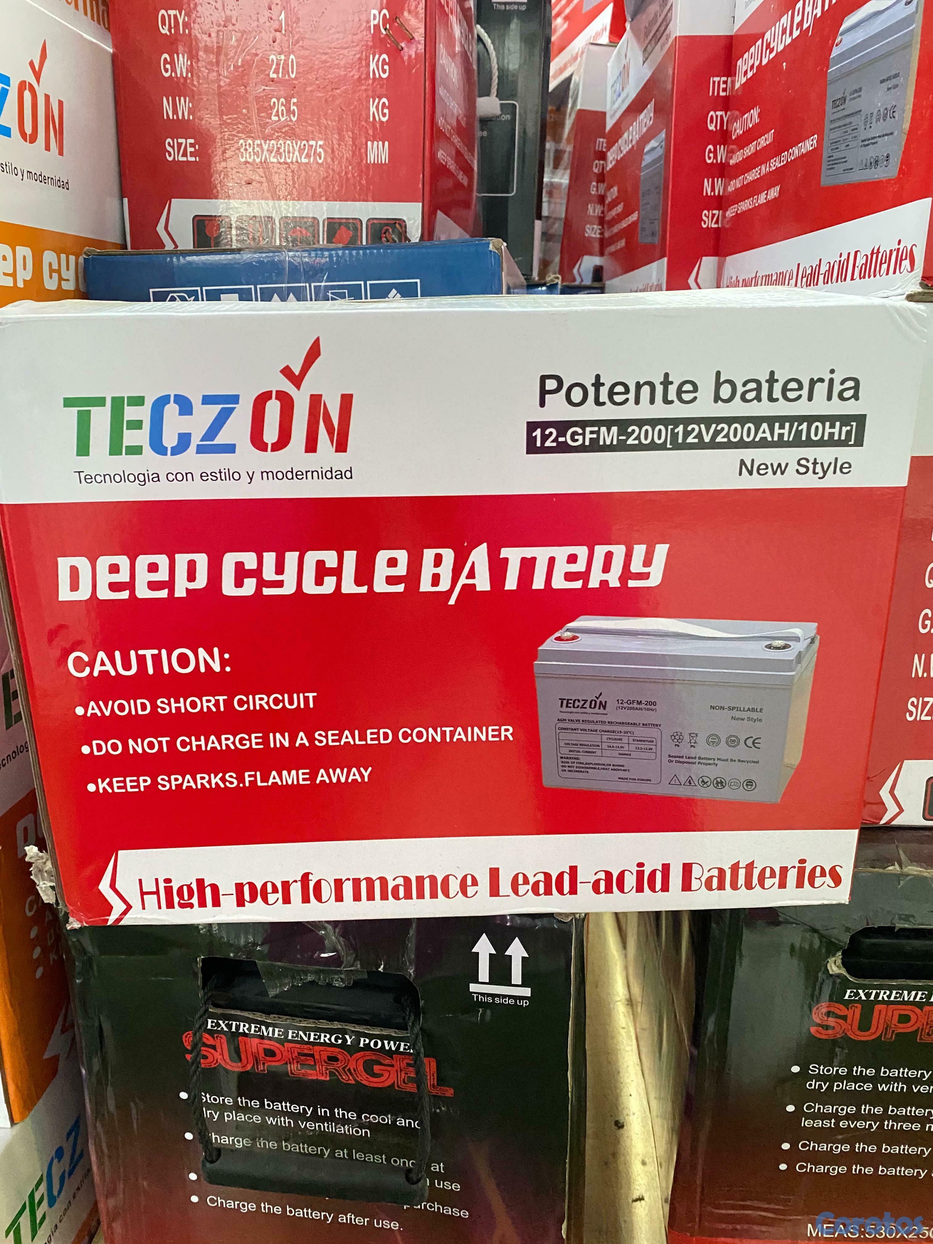 plantas e inversores - Baterías Teczon 12 volt/ 200 AH libre de mantenimiento 