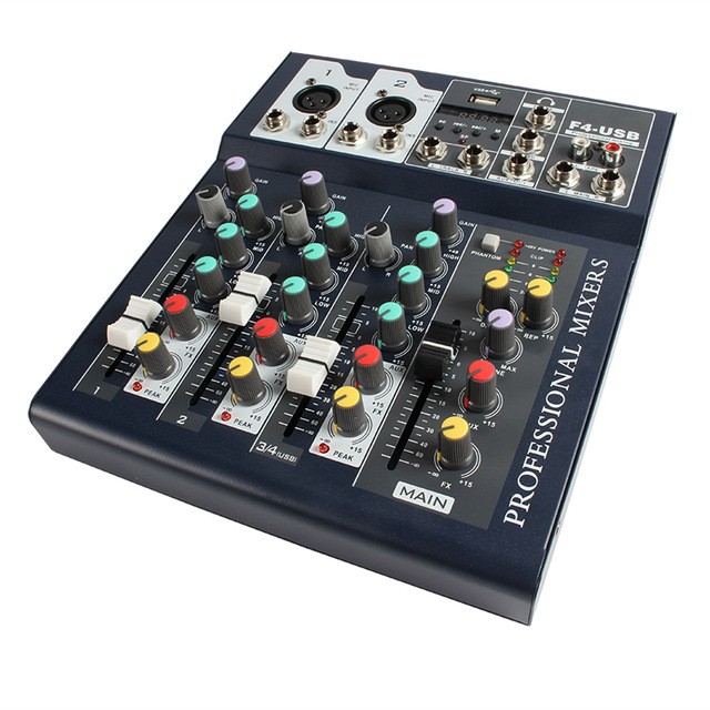 otros electronicos - Mezclador de audio de 4 canales F4-USB mixer amplificador para sonido 1