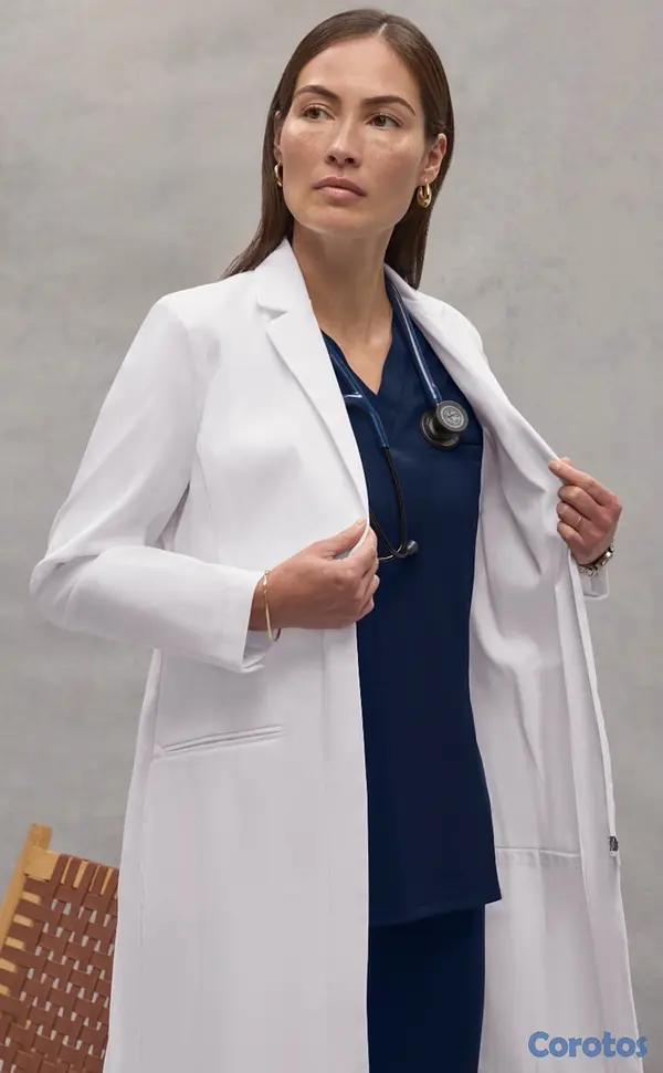 ropa para mujer - Premium Lab Coat by Medelita - Women's Zip Front Over The Knee Lab Coat 36" 2