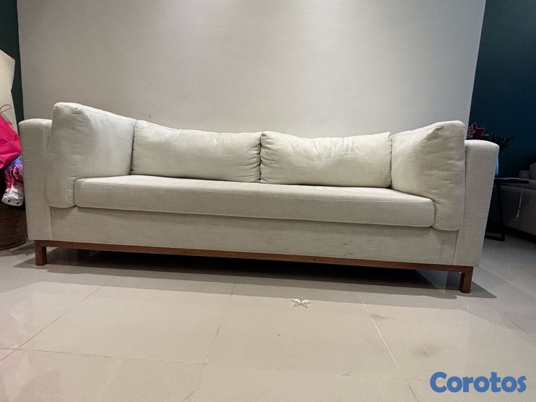 muebles y colchones - Mueble-Sofa blanco con madera (1) 2