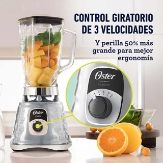 electrodomesticos - Licuadora clásica Oster cromada con perilla ergonómica de 3 velocidades 700watts 7
