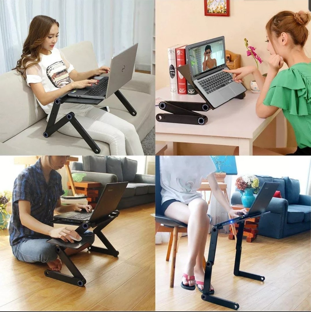accesorios para electronica - Mesa para laptop portatil de Aluminio computadora con enfriador ventilador base 5