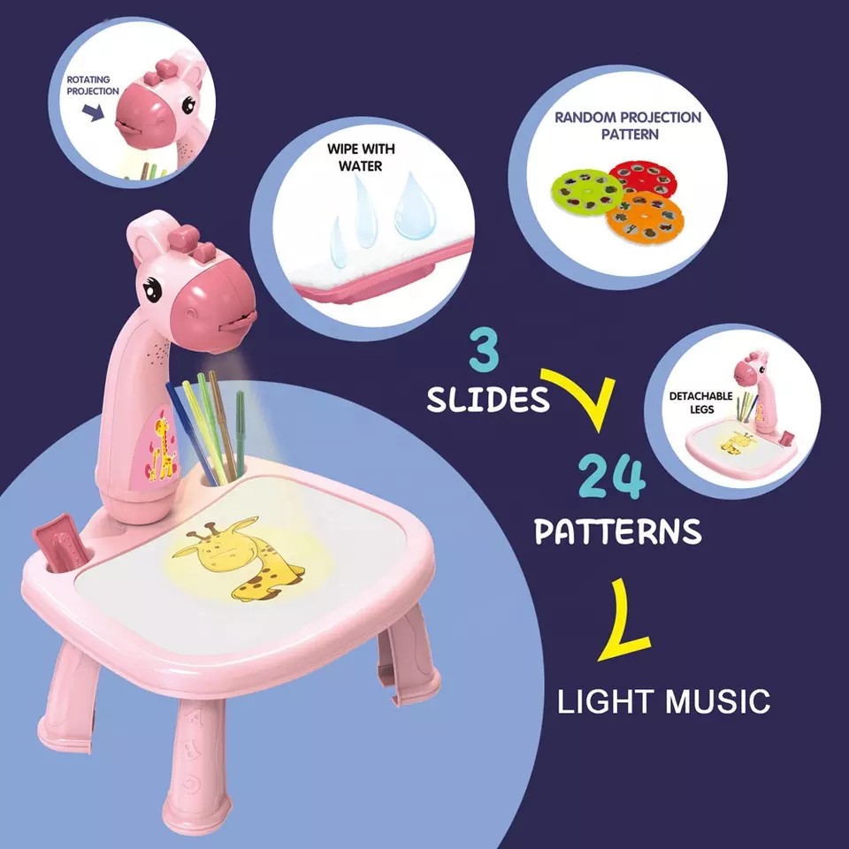 juguetes - Mesa Proyector de dibujo para niños incluye 12 colores 1 libro 24 diseños  6