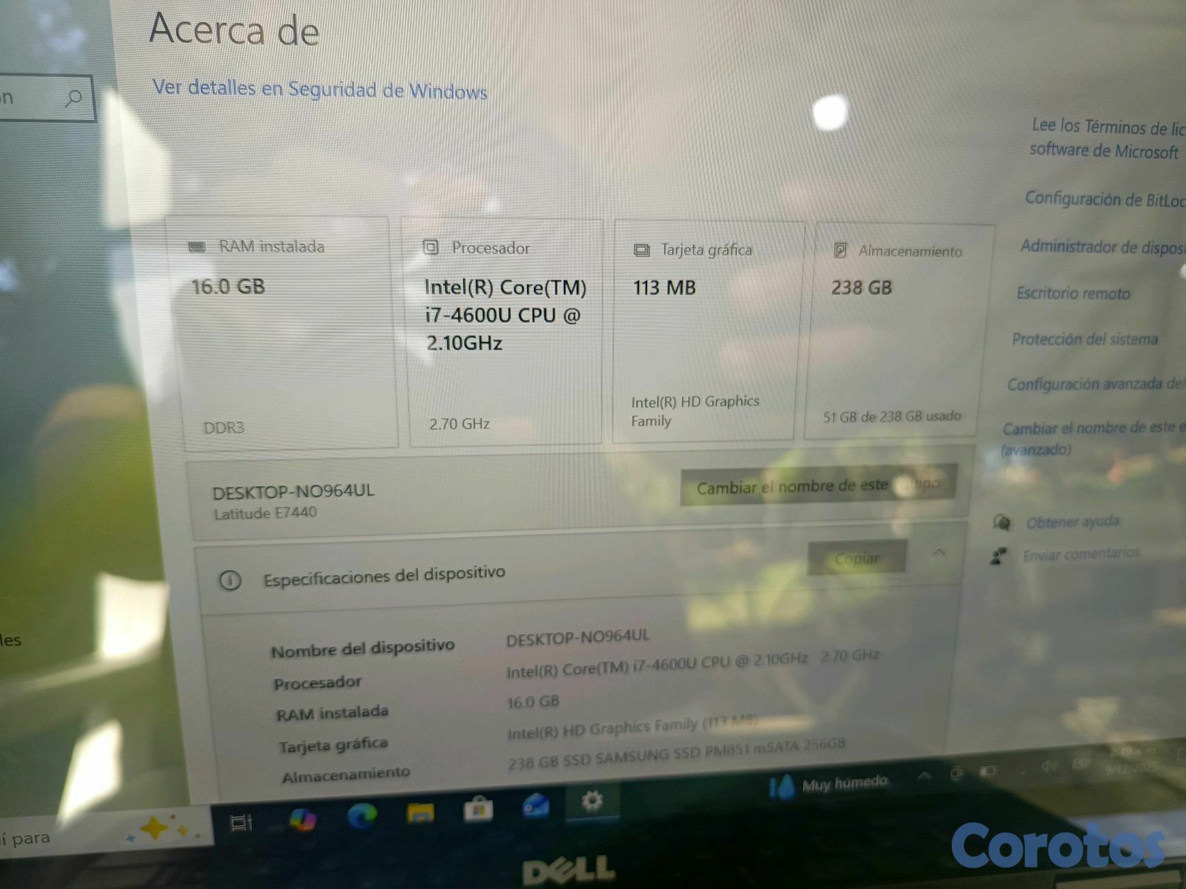 computadoras y laptops - Laptop Dell, Touch,  i7 4ta, Disco 256 GB, 16GB Ram. 8