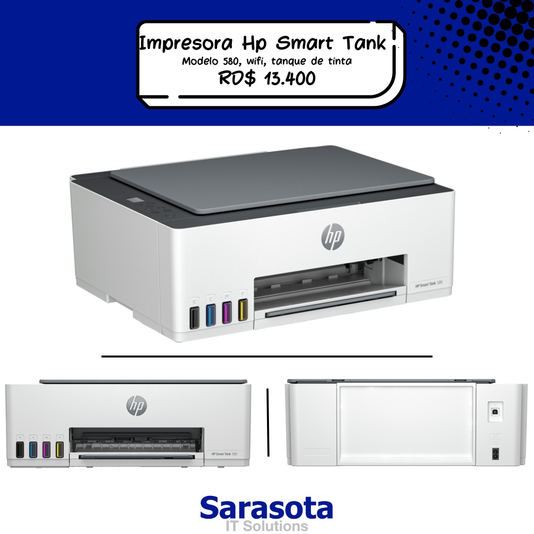 impresoras y scanners - Impresora WIFI Todo en Uno HP Smart Tank 580 Somos Sarasota