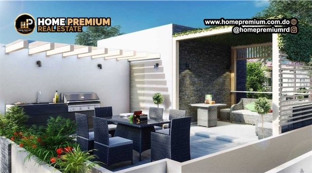 casas vacacionales y villas - Venta de villas en boca chica tipo townhouse opción con piscina 2