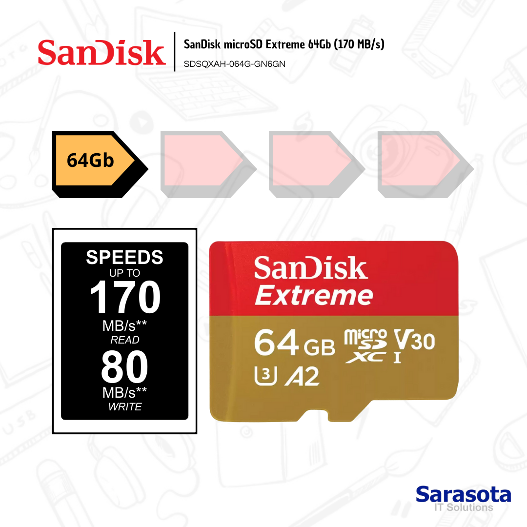 accesorios para electronica - SanDisk microSD Extreme 64Gb (170 MB/s)