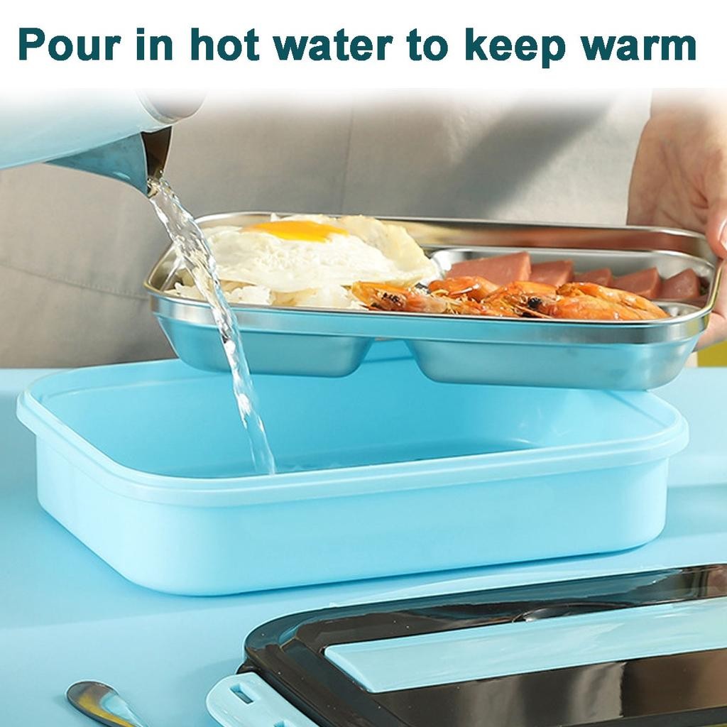 cuidado y nutricion - Cantina recipiente de acero inoxidable, 2 secciones, funciona con agua caliente  0