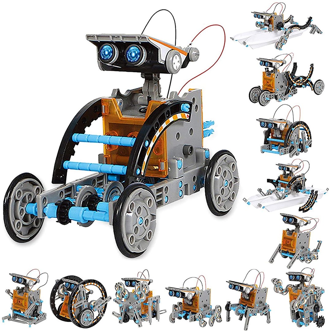 juguetes - Robot de juguete solar didáctico – 190 piezas de bricolaje, kit de construcción 
