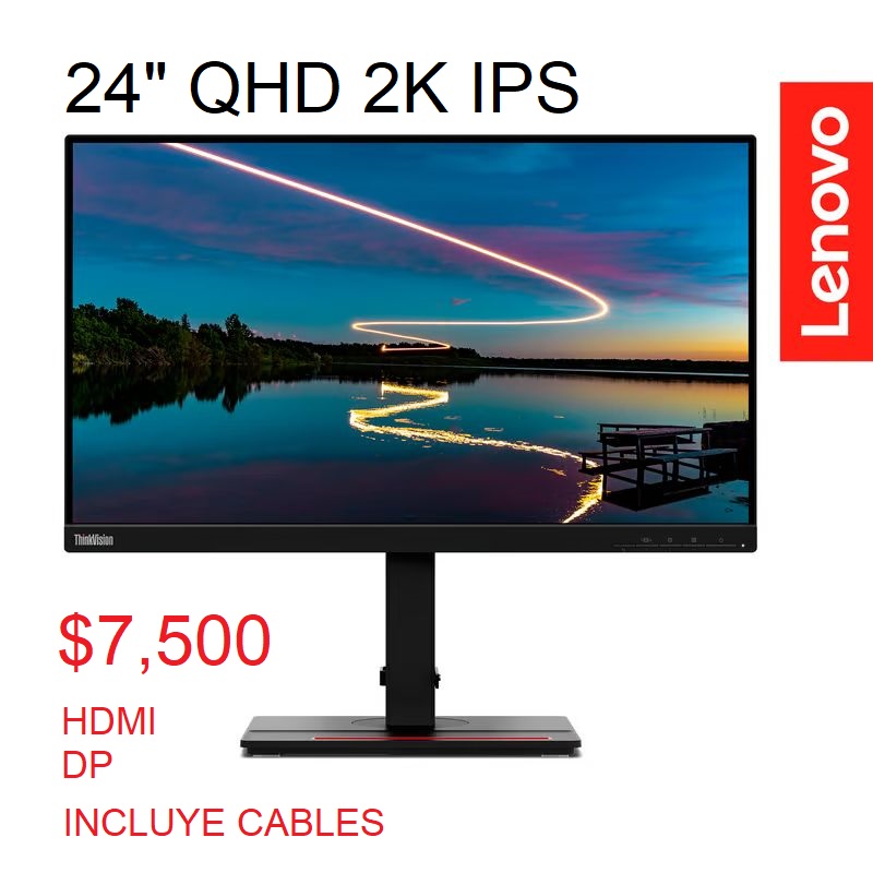 computadoras y laptops - MONITOR LENOVO P24q-30 2K WQHD IPS HDR+ CABLE HDMI 1