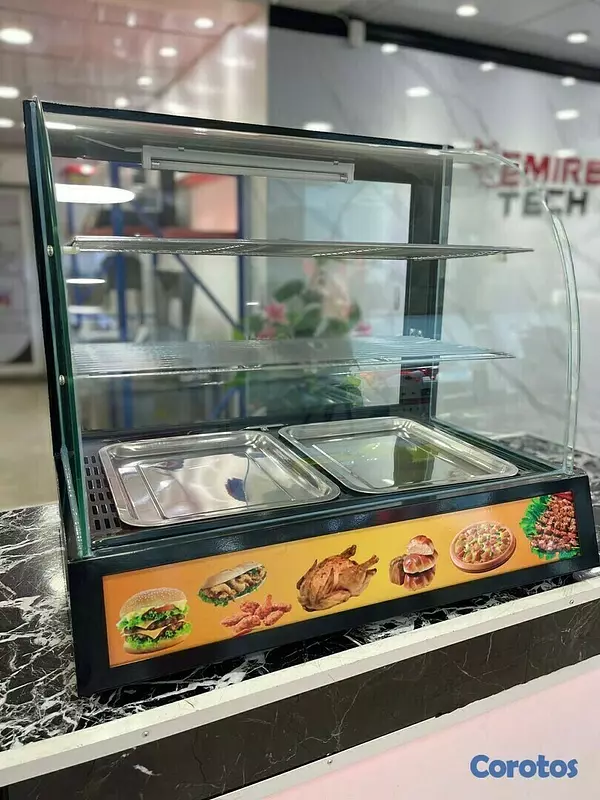 equipos profesionales - Vitrina electrica de alimentos exhibidora mostrador calentadora de comida rapida 8