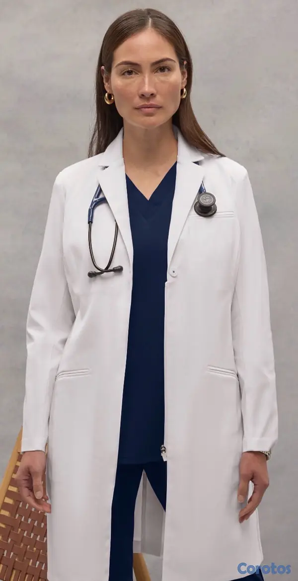 ropa para mujer - Premium Lab Coat by Medelita - Women's Zip Front Over The Knee Lab Coat 36" 3
