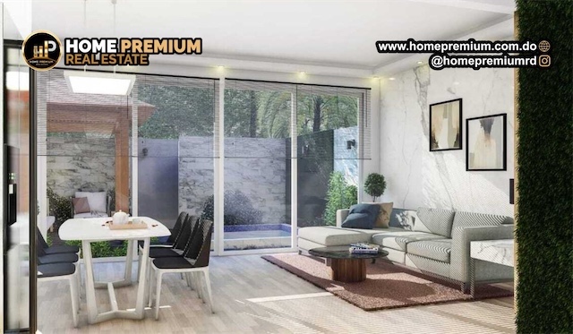 casas vacacionales y villas - Venta de villas en boca chica tipo townhouse opción con piscina 5