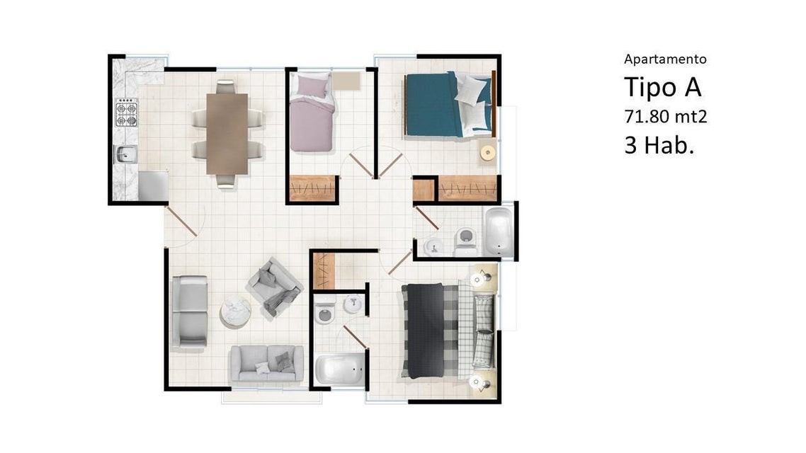 apartamentos - Apartamento en venta #24-1369 de 3 habitaciones, areas comunes, 2 baños. 1