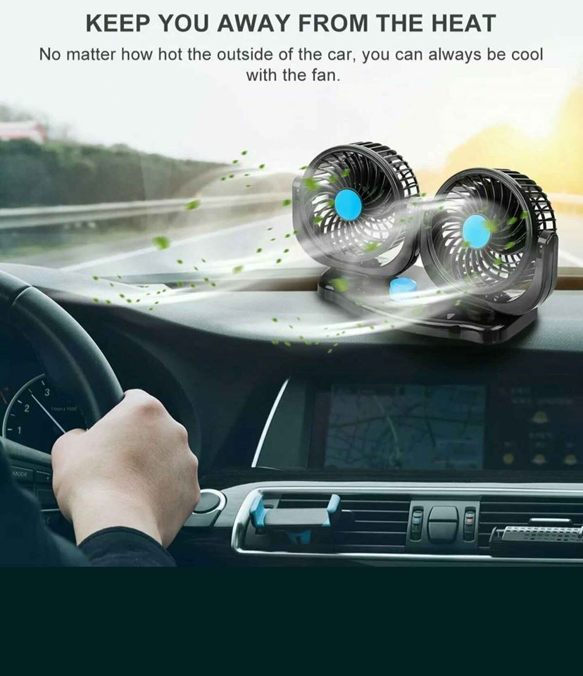 accesorios para electronica - Ventilador doble para Carro Vehiculo 2 velocidades 12 voltios abanico 2