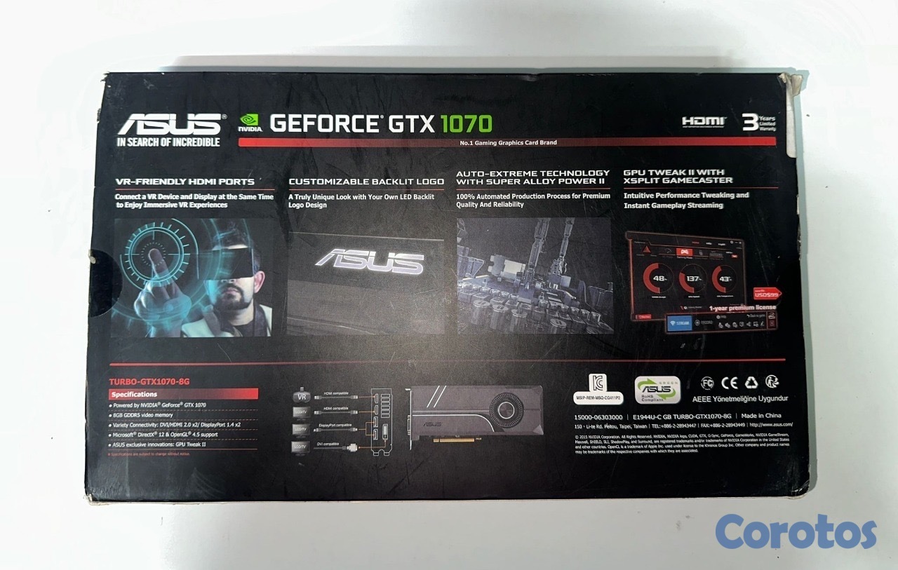consolas y videojuegos - 🔥 GTX ASUS 1070 8GB GDDR5 Tarjeta grafica TURBO en su caja original!  🎮🔥 6