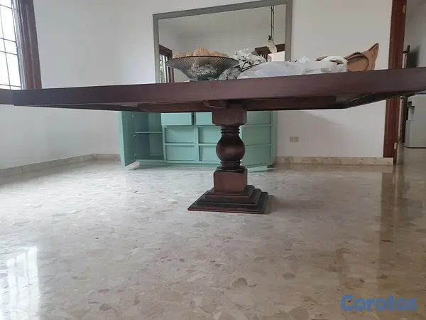 muebles y colchones - Mesa comedor cuadrada caoba 4